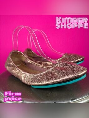 Tieks Rose Gold Glam Metallic Leather Ballet Flat US 9 UK 6.5 EU 39.5